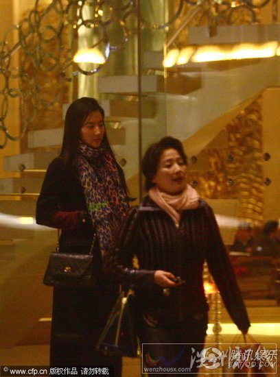劉亦菲和媽媽、教父一起