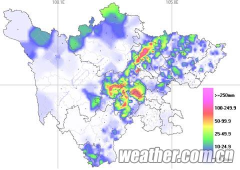 四川中東部出現強降水 未來三天降水持續
