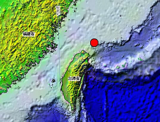 臺灣新北市附近海域4.7級地震震中位置