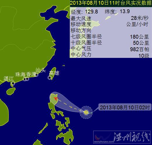 2013年11號(hào)尤特臺(tái)風(fēng)路徑圖