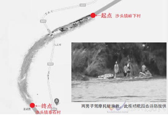 楠溪江漂流遇險(xiǎn)示意圖