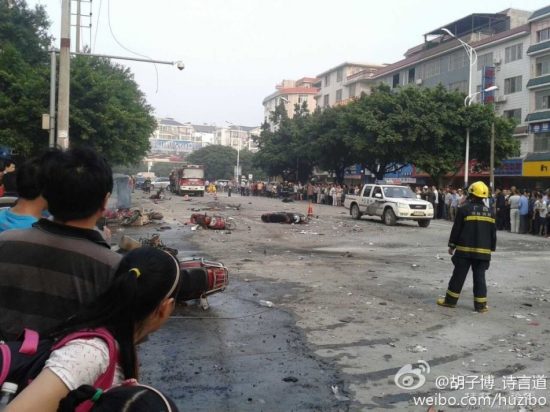 廣西桂林市靈川縣八里街爆炸事故現場
