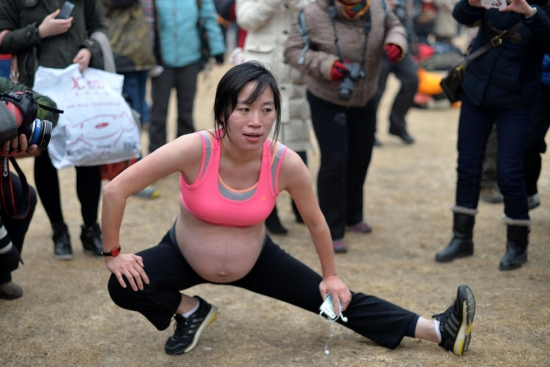 孕婦徐蘊云霧霾天長跑