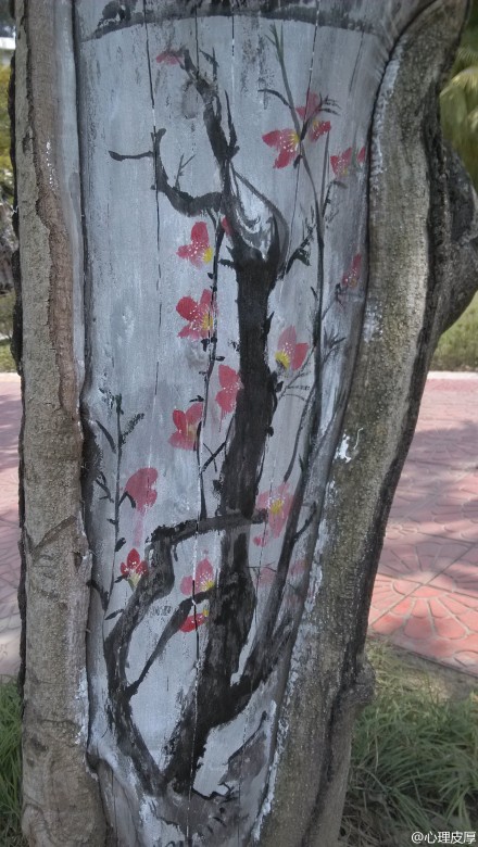 福建農(nóng)林大學(xué)創(chuàng)意樹洞畫 為美麗的校園添色彩