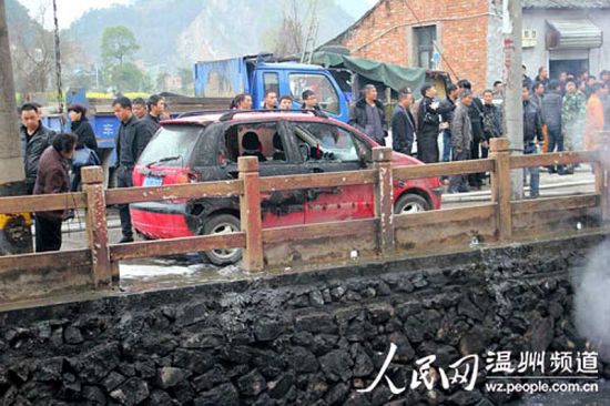 溫州甌海郭溪梅嶼河河面起火