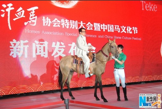 成龍太廟跨汗血寶馬：受聘任中國馬文化節形象大使
