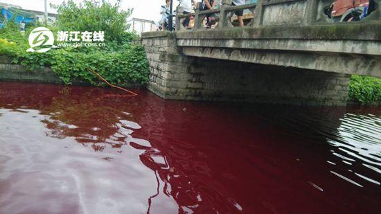 蒼南內(nèi)河河水變紅
