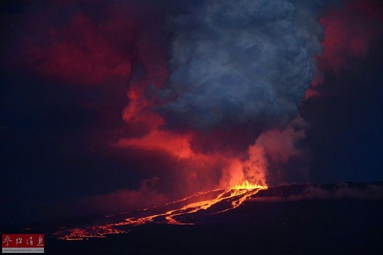 厄瓜多爾沃爾夫火山噴發