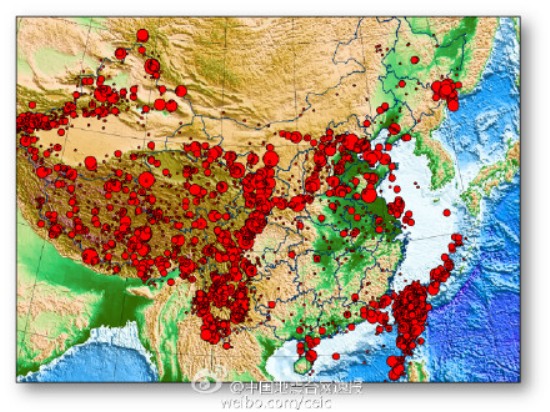 我國歷史地震分布圖