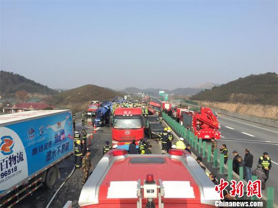 高速團(tuán)霧8車相撞