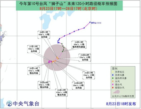 臺風獅子山路徑預報圖