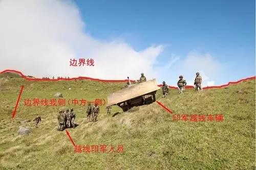 外交部6月29日公布印軍非法越界照片，印度邊防人員在中印邊界錫金段越過兩國承認的邊界線進入中國境內。來源：外交部官網