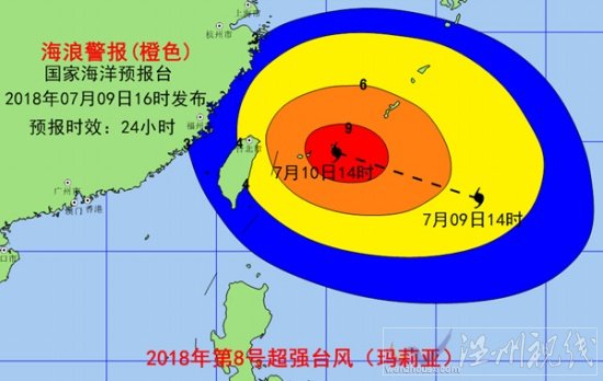 海浪預警：臺風瑪莉亞臨近東海有巨浪浙江沿海有大浪