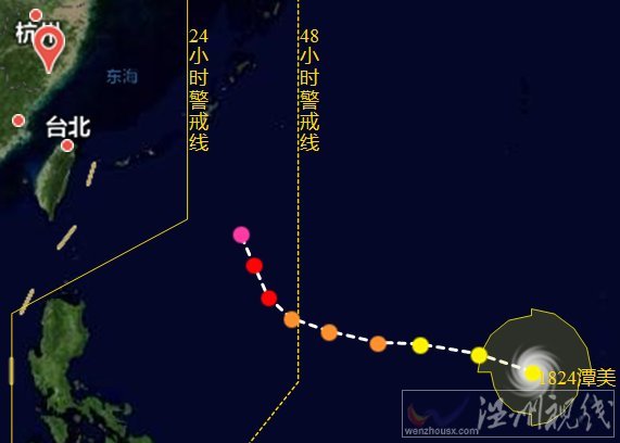 臺風潭美路徑圖
