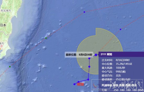 2021年11號臺風妮妲最新路徑預報、強度