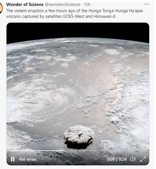 湯加火山噴發現場似“核爆”升起蘑菇云